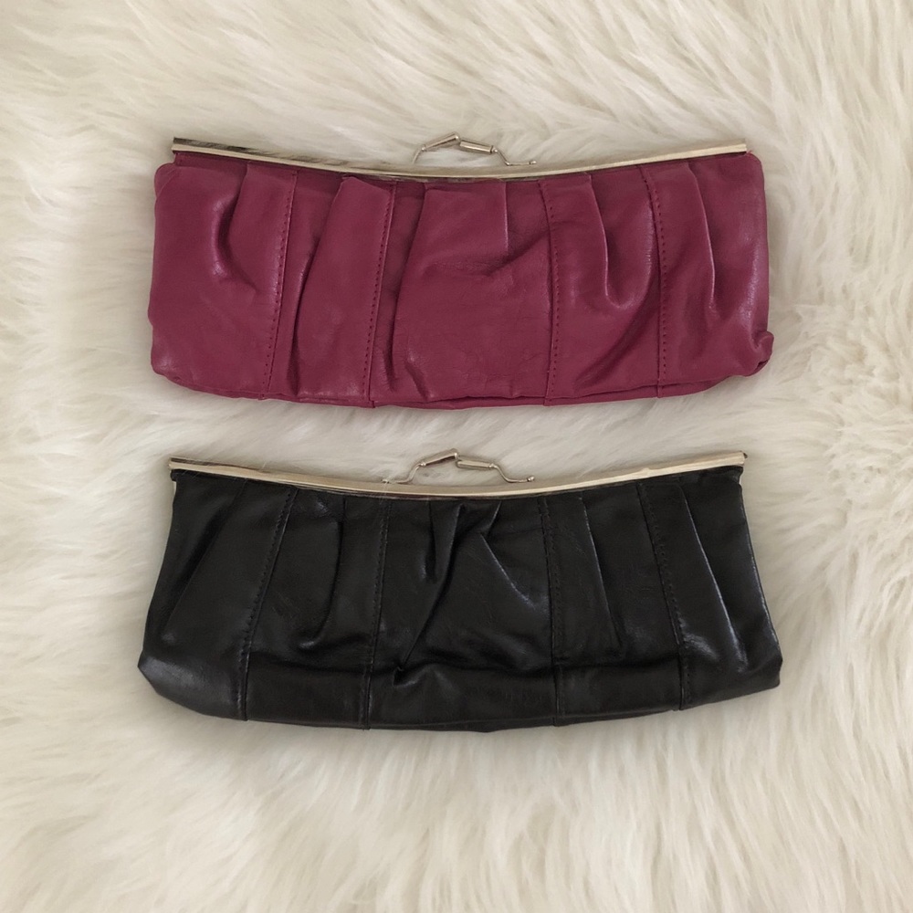 Bundle of 2 Clutch Purses (Magenta & Brown)